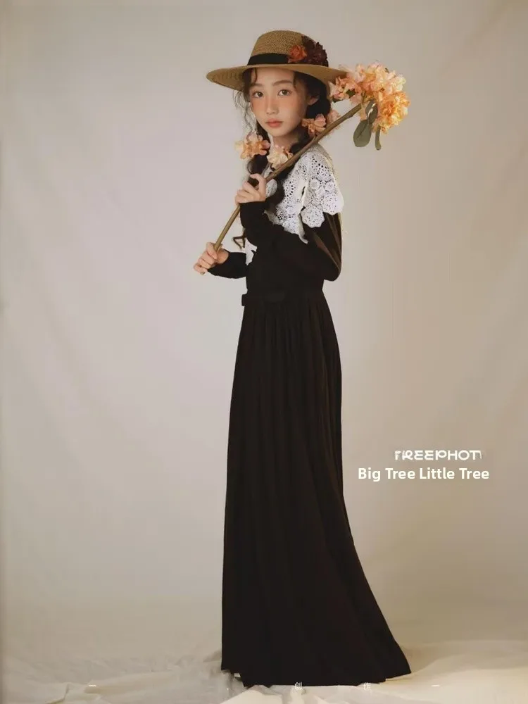 

2026 New Vintage Hepburn Lace Dress Photography Studio Artistic Oil Painting Style High-End Feelings Photography Gown