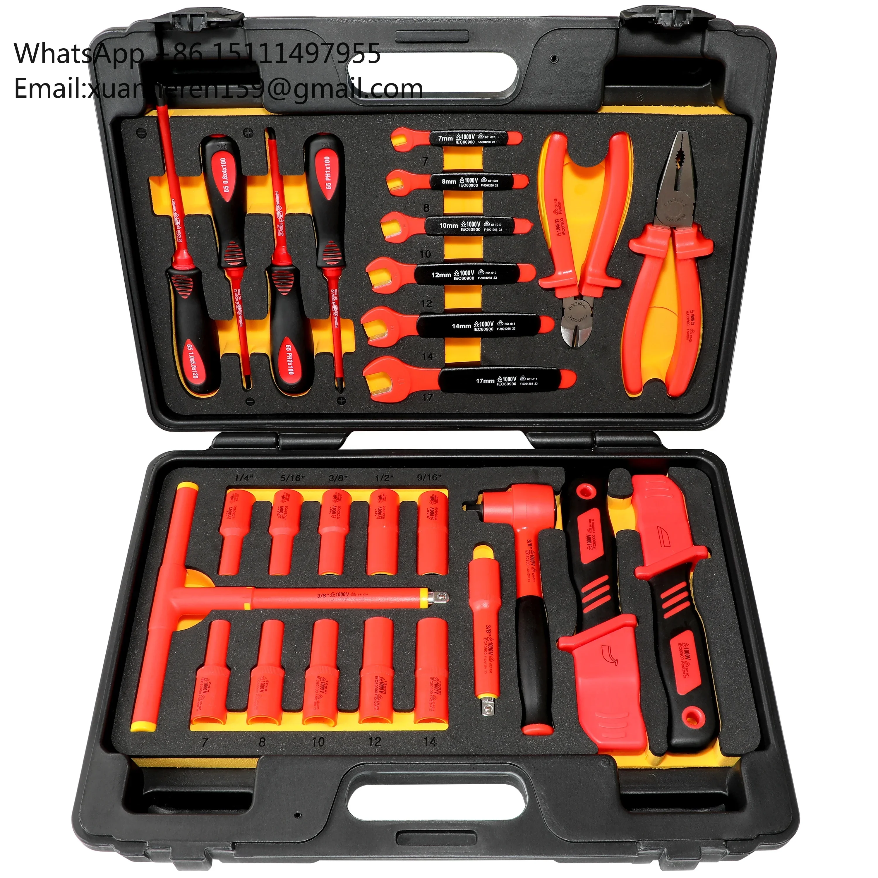 

Набор из 27 изолированных бит для торцевых ключей 1000В, инструменты для обслуживания автомобилей, набор инструментов для обслуживания электромобилей