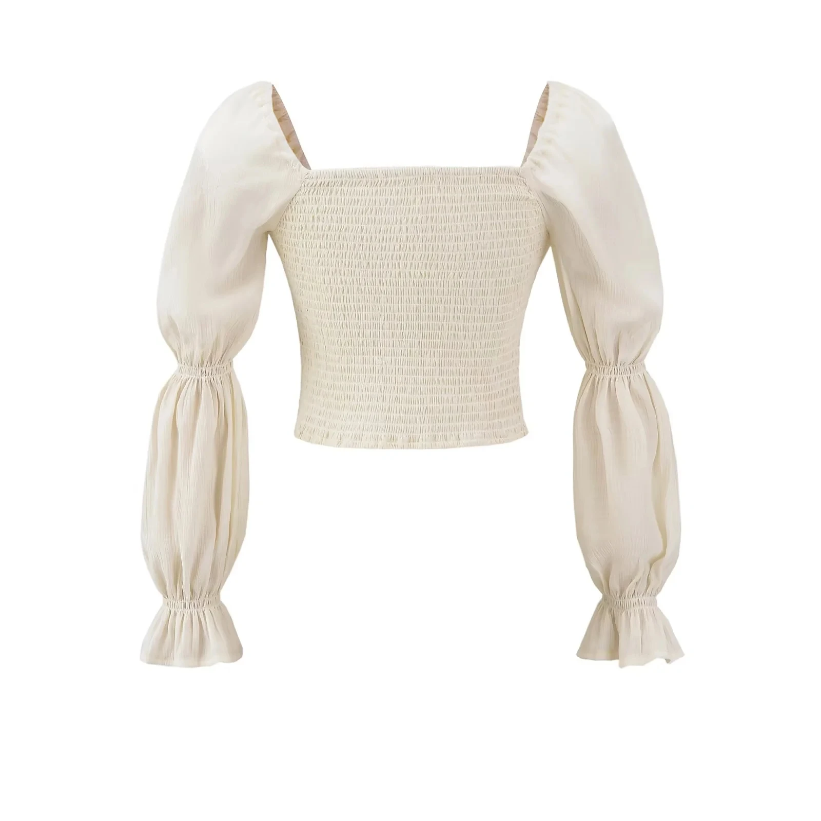 Schlankheitseffekt Pure Desire ort irt Quadratischer Kragen Bubble Sve Design Frühling Sommer Neu Sle Street Sle Long Sve S...