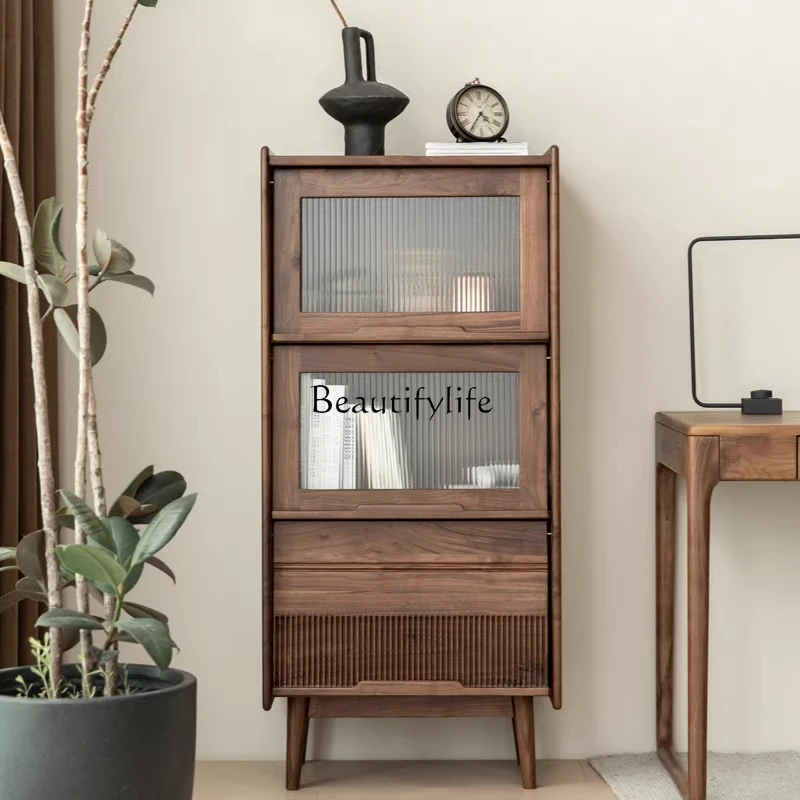 

North American Black Walnut Solid Wood Bookcase Nordic Bookshelf Locker