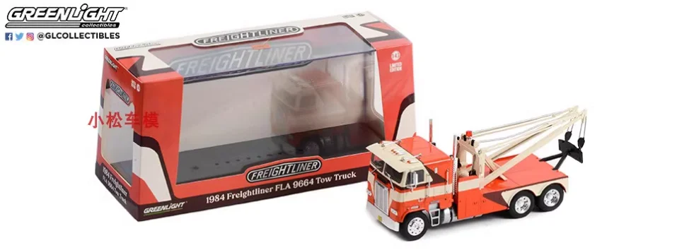 1:43 1984 Freightliner FLA 9664 Tow Truck Diecast Metal Alloy Model Car Toys For Gift Collection