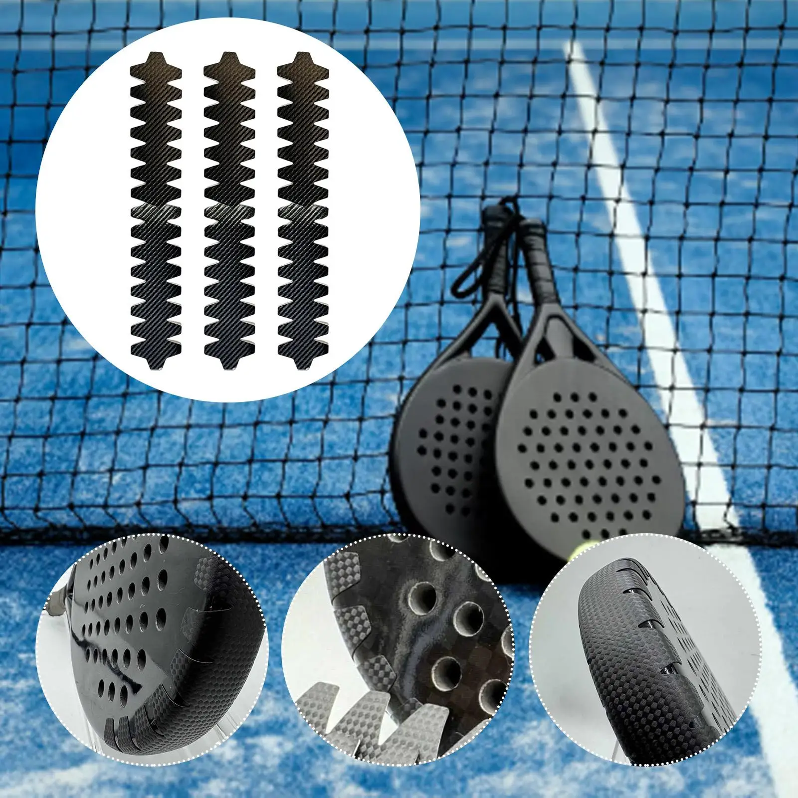 3 Pieces Tennis Racket Head Protect Tape Racket Head Sticker Edge Guard Sturdy Sports Accessories Anti Scratch Lightweight