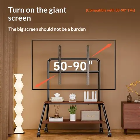 Mobile Height Adjustable Rolling TV Stand Cabinet Universal Floor Mount Fits 55 65 85 Inch TVs Living Room Office Bedroom