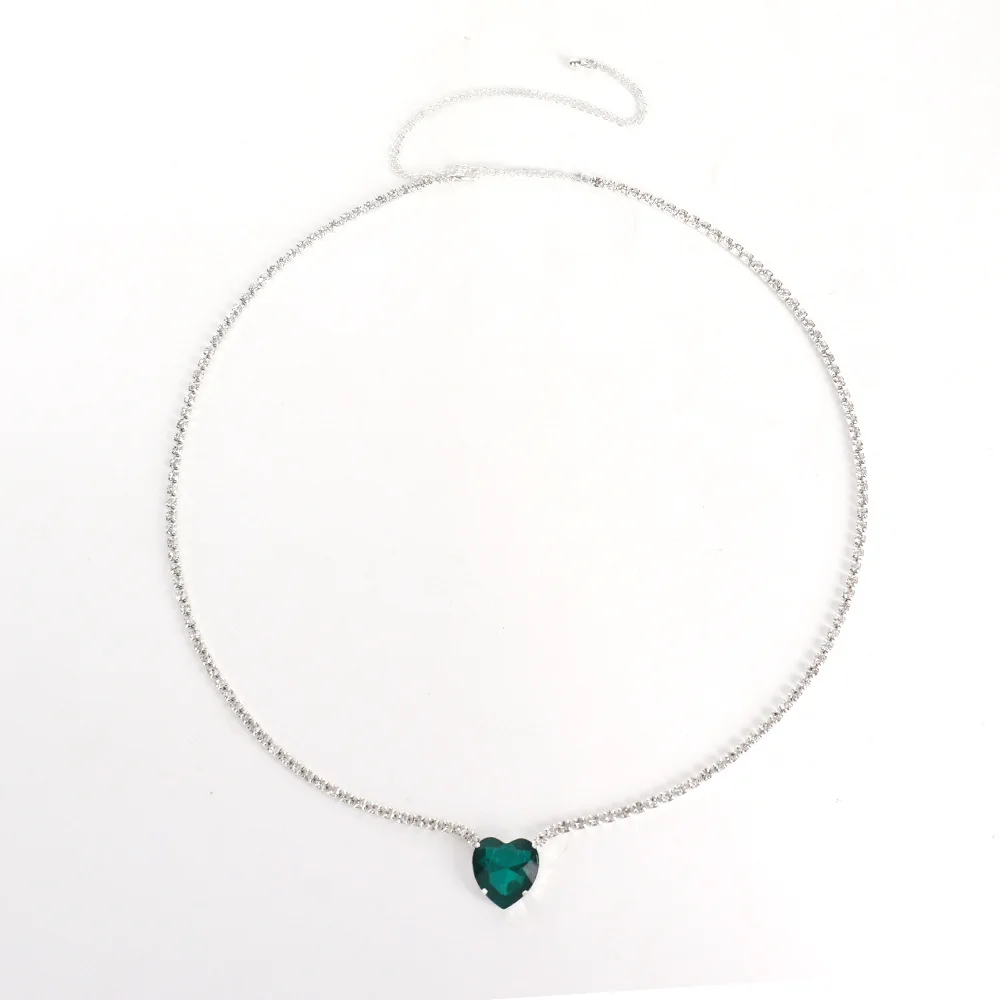 Cadena de cintura de diamantes de imitación de estilo Retro para mujer, colgante de Esmeralda simple, joyería de cadena corporal para fiesta