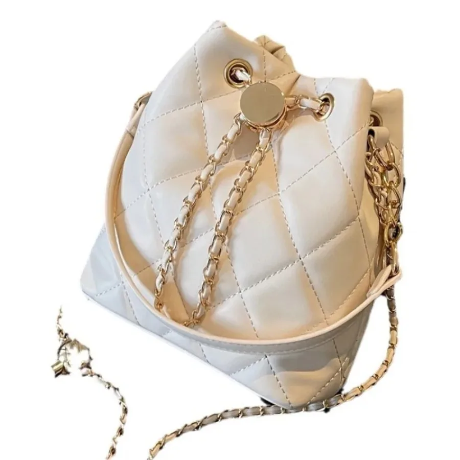 

New summer fashionable high-end bucket bag with diamond grid pattern small fragrance style niche crossbody women's bag