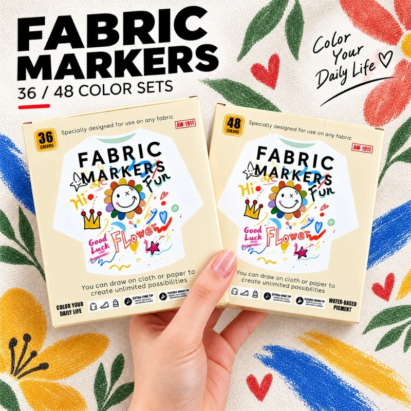 Painted Fabric Marker Pen Set, Kids Clothing Graffiti DIY Markers, Textile Painting Pens for Cloth Handmade Art
