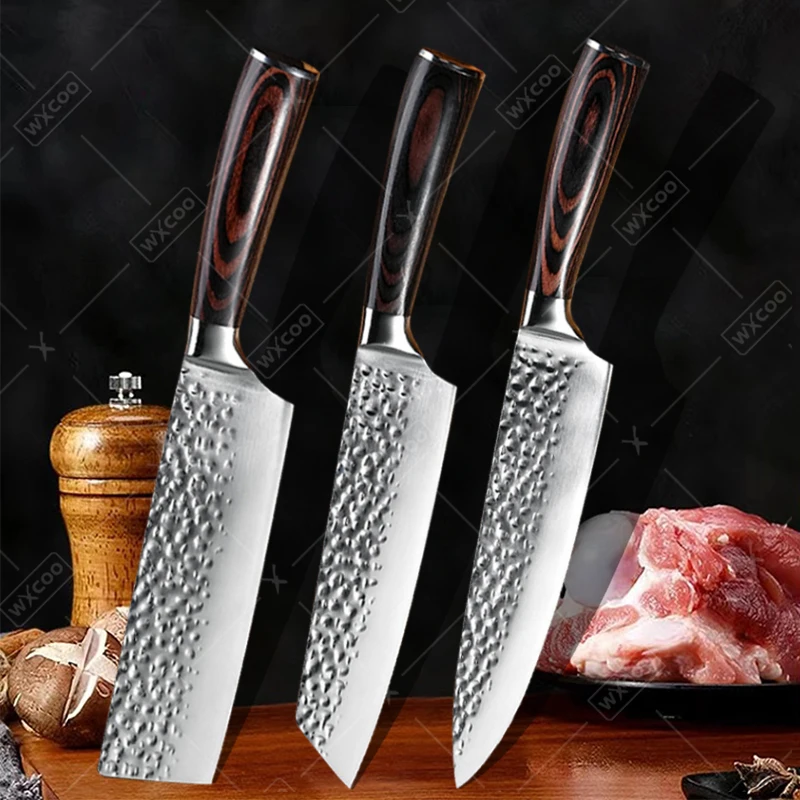 

Handle Hammer Kitchen Chef Knives Coloured Wood Meat Cleaver Fruit Fish Slicing Knife Kitchen Cooking Tools Forged Boning Knife