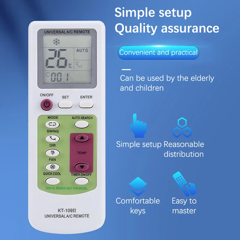 KT109II Remote Control Universal, aksesori AC pengganti Display LCD dengan Remote Control
