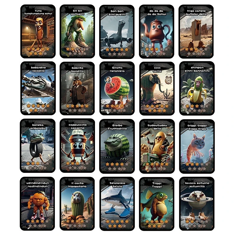 

Internet Famous AI Cartoon Collection Card Set 20pcs TungTungTung Sahur Tralalelo Tralala Combat Power Cards Children Toys