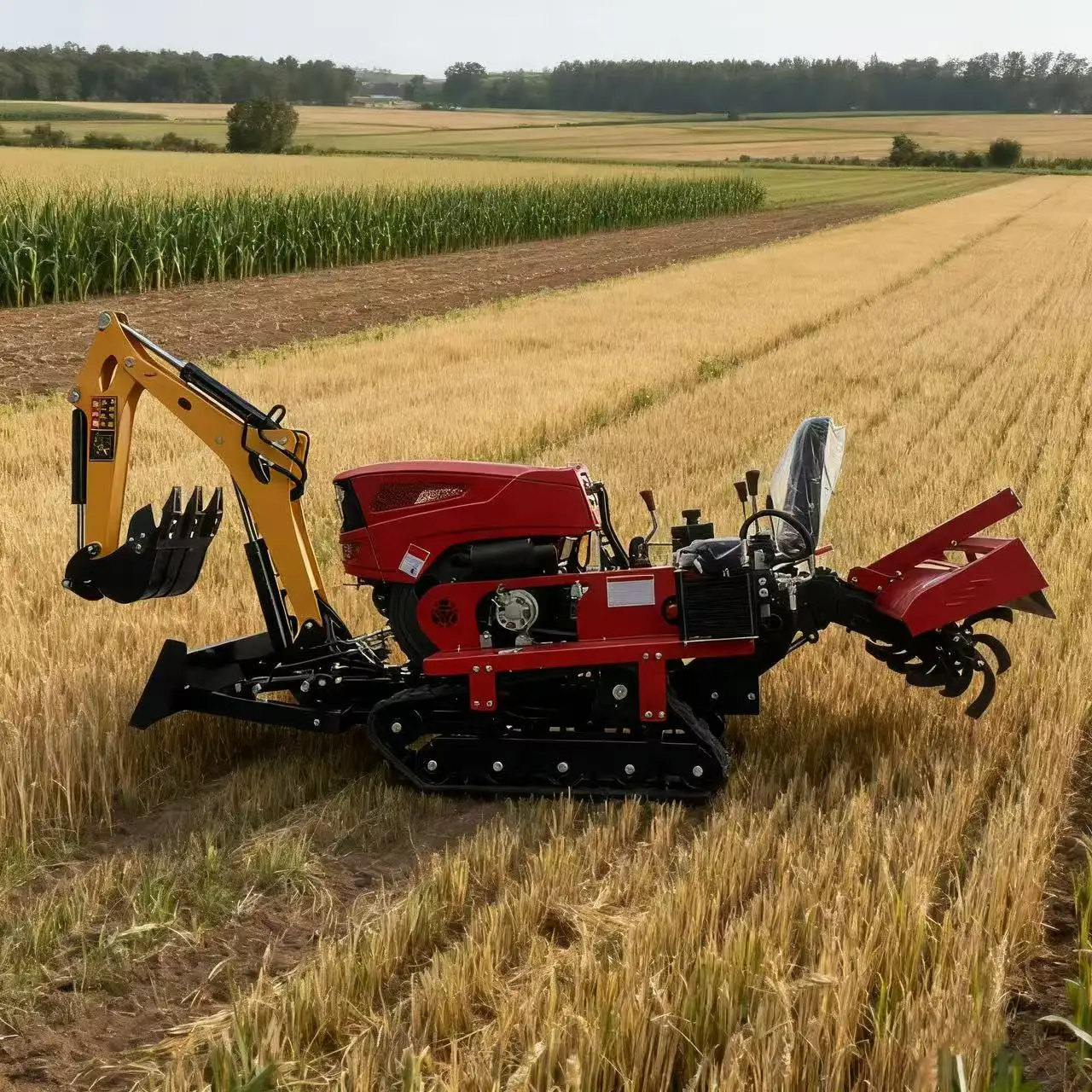 Four-wheel Drive Multifunctional diesel Rotary Tiller Household Micro-tillage Trencher Multifunctional Crawler Rotary Tiller