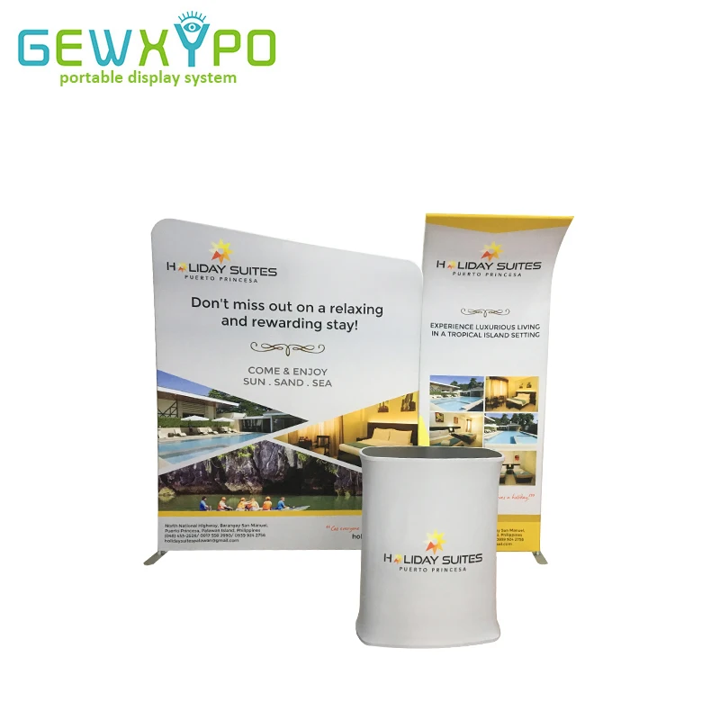 Trade Show Events Popular Tension Fabric Banner Advertising Display Backwall With Portable Square Counter