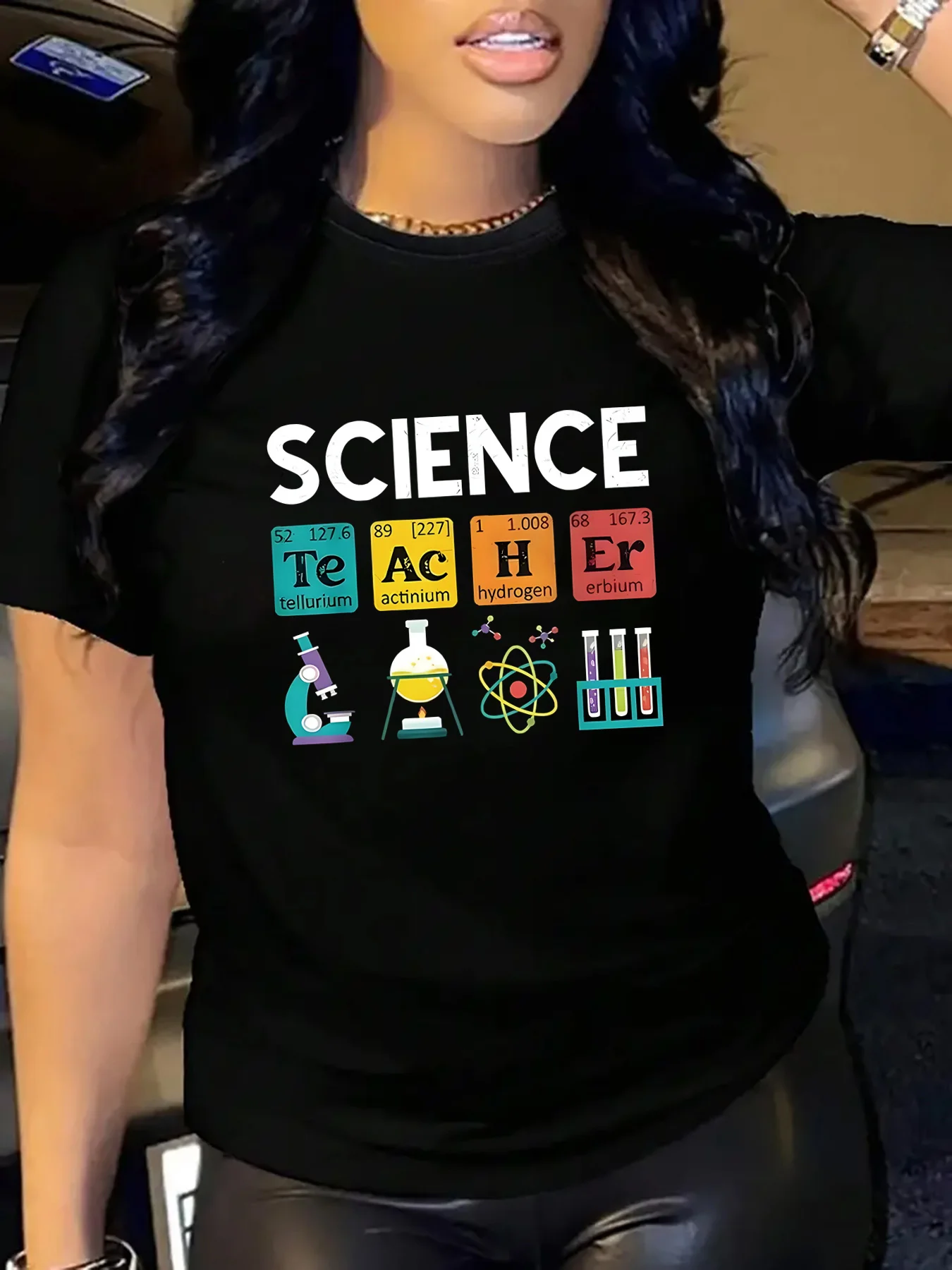 Chemical Periodic Table, Scientific Research, Passion for Patterns, Women's Fashion, Casual T-shirt, Personalized Round Neck Top