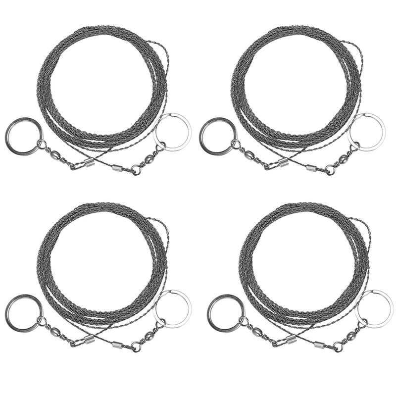 

4X Outdoor Hand-Drawn Rope Saw 304 Stainless Steel Wire Saw Camping Life-Saving Woodworking Super Fine Hand Saw Wire 5M