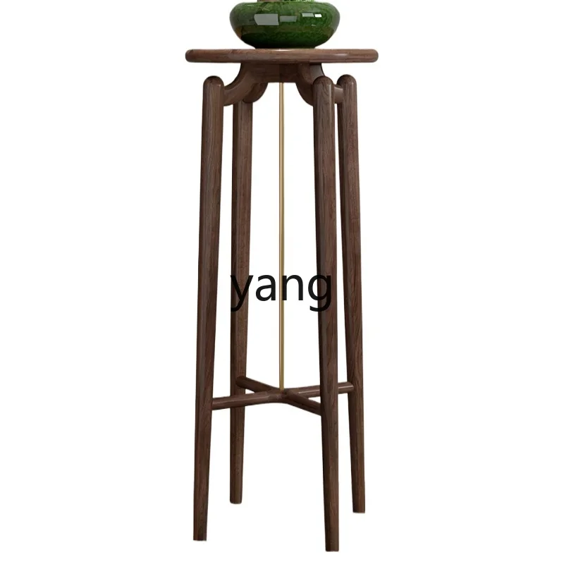 

L'm'm New Chinese Style Solid Wood Flower Stand Black Walnut Making round High Flower