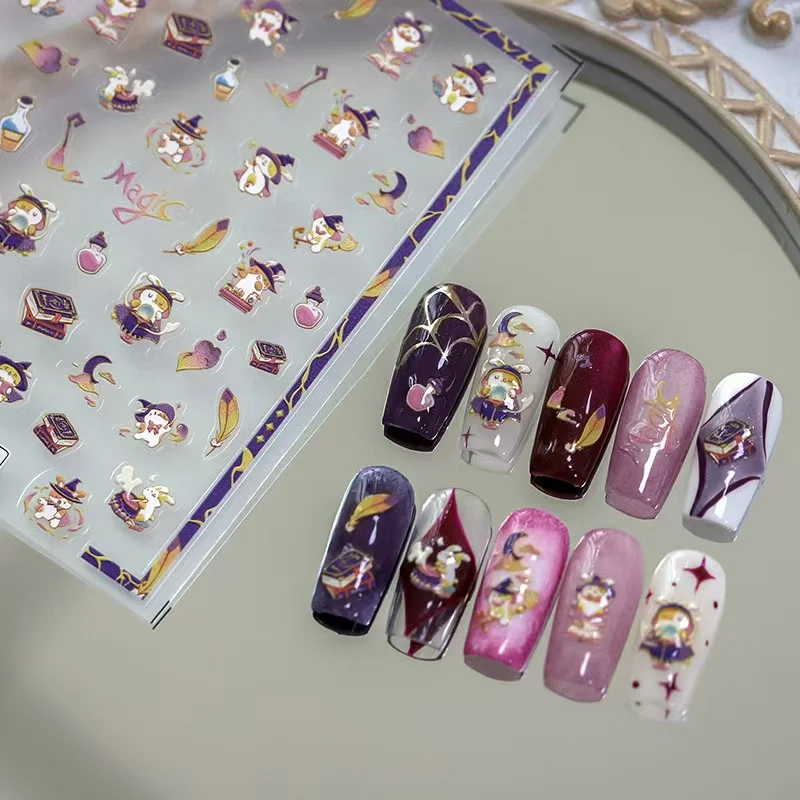 Miniso 5D Disney Princess Nail Stickers DlY Kawaii Bunny Princess Stickers Cute White Rabbit Nail Stickers Nail Art Supplies