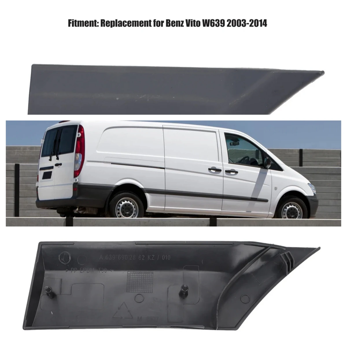Car Rear Door Mould Stripe Waterproof Rear Door Protective Moulding Trim Strip for Mercedes-Benz Vito W639 2003 - 2014