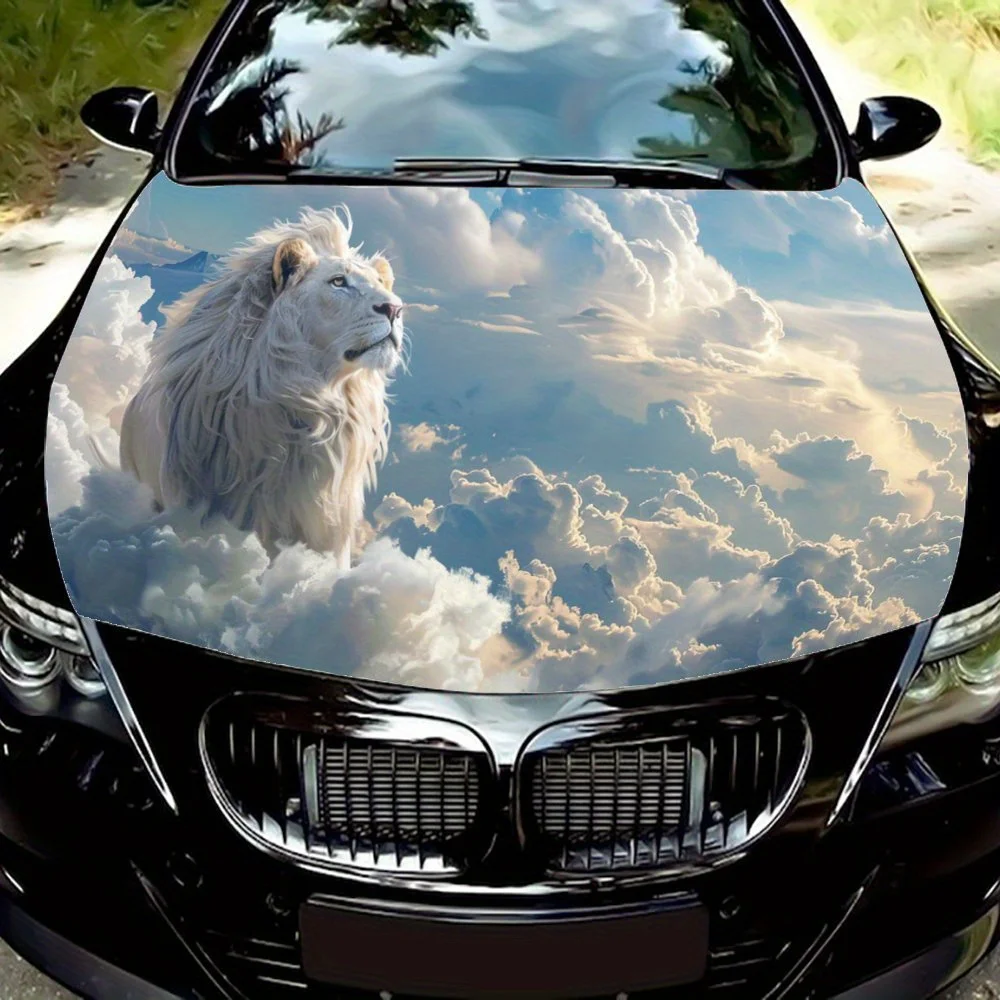 

Белый лев в море облаков под голубым небом красиво, автомобильные виниловые обертывания, наклейка на капот двигателя, брызгозащищенная