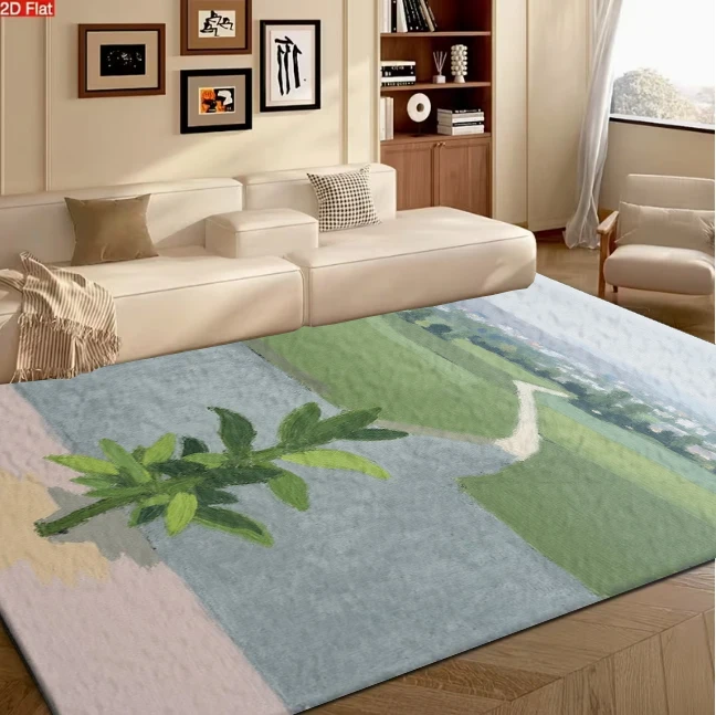 Impressionist Scenery Painting Carpet Flooring Art-Style Floor Rug for House Interior Upgrade