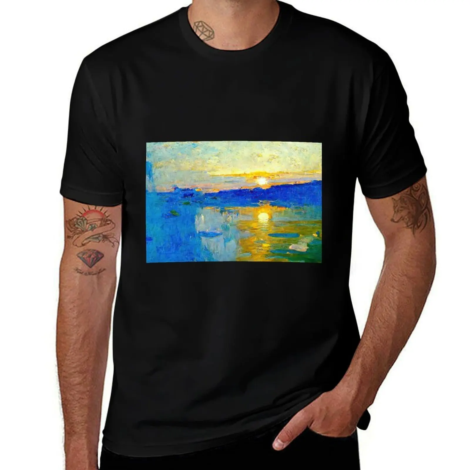 

Mint Light At Sunset Over A Body of Water T-Shirt cheap stuff tshirts personalised man t shirt mens graphic t-shirts pack