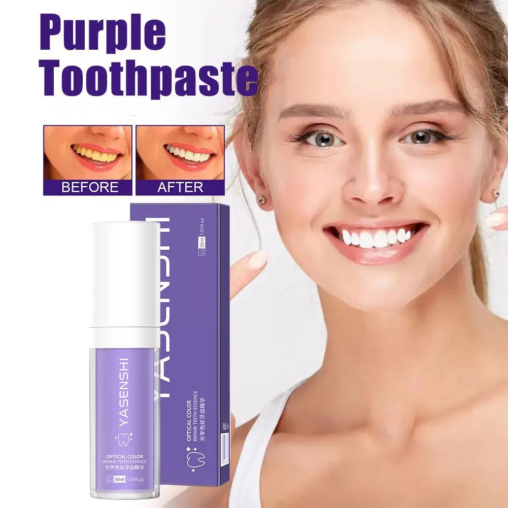 

30ml Purple Whitening Toothpaste Removal Tooth Stains Tooth Hygiene Fresh Care Bleaching Oral Breath Cleaning Oral Clean R3R9