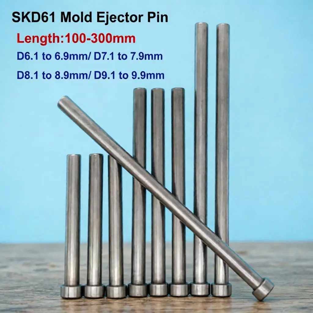 Precision SKD61 Mold Ejector Pin  D6.1 to D9.9 mm Straight Push Rod Mold Die Parts Injection Components
