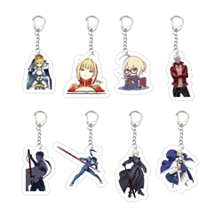 Acrylic Fate Stay Night Keyring Key Chains Cute Artoria Pendragon Saber KeyChain Pendant KeyRing for Accessories Bag Fans Gifts