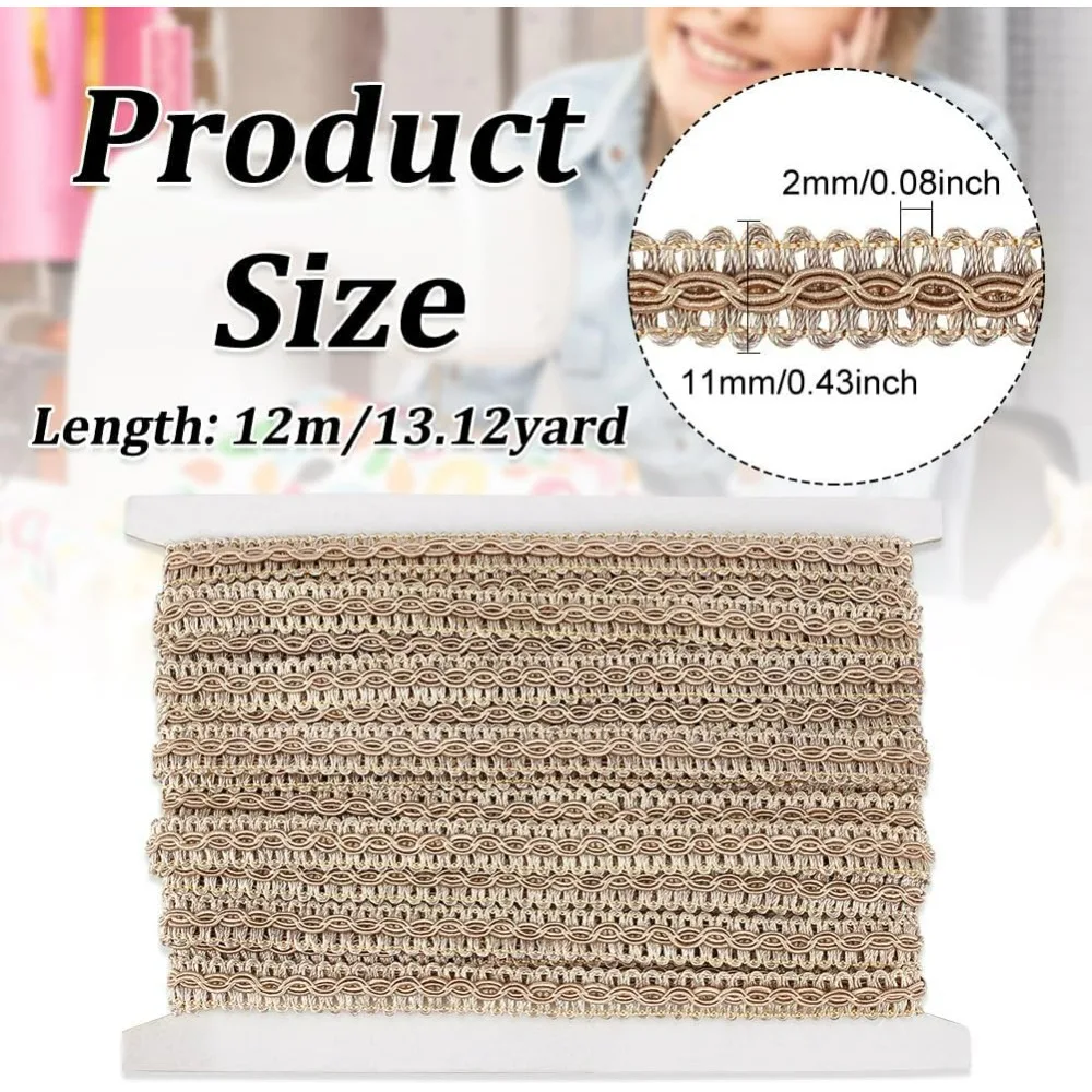 13 Yards Basic Trim Decorative Gimp Braid 3/8 inch Wide Tan Gimp Braid Trim Handmade Basic Trim Polyester Woven Braid