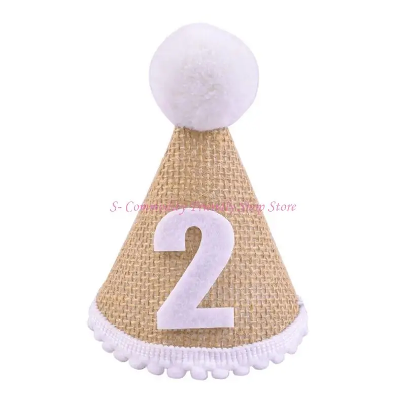 

85AE детская праздничная шапка для детей 0-3 лет, детская шапка на день рождения, льняные повязки на голову, милый праздничный