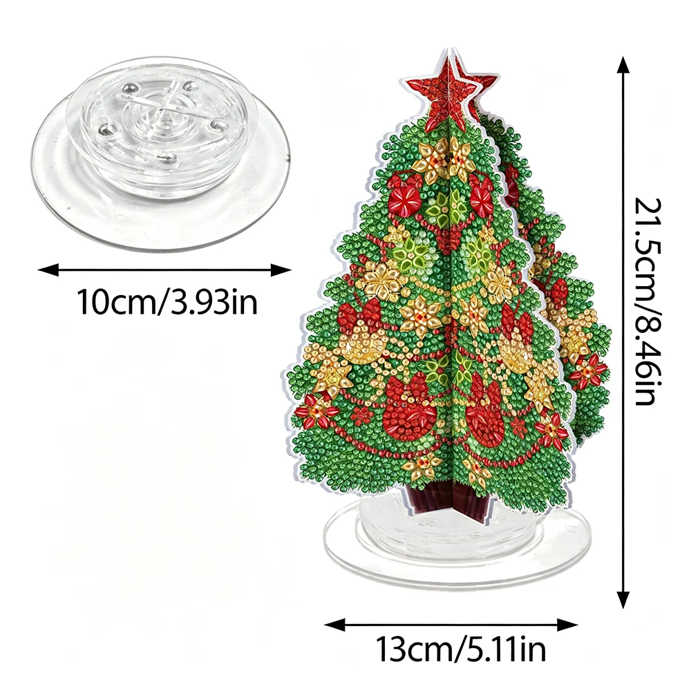 Shaped-diamond Christmas tree diamond painting decoration set, suitable for Christmas tree and Santa Claus-themed home decor.