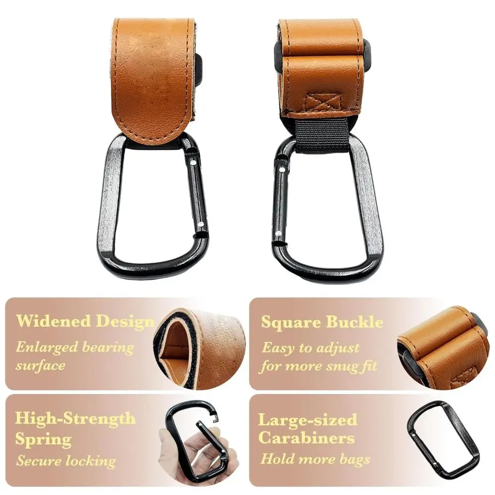 Picture 6: Universal Stroller Hooks Brown Carabiner Clips Ideal Stroller Accessories for Parents and Travelers