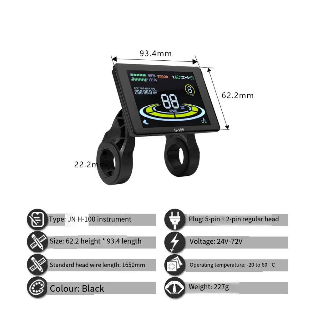 

Ebike 24V 36V 48V Controller Kit with H100 Color Screen and 17A to 40A Sine Wave Controller for Electric Bicycle Motors