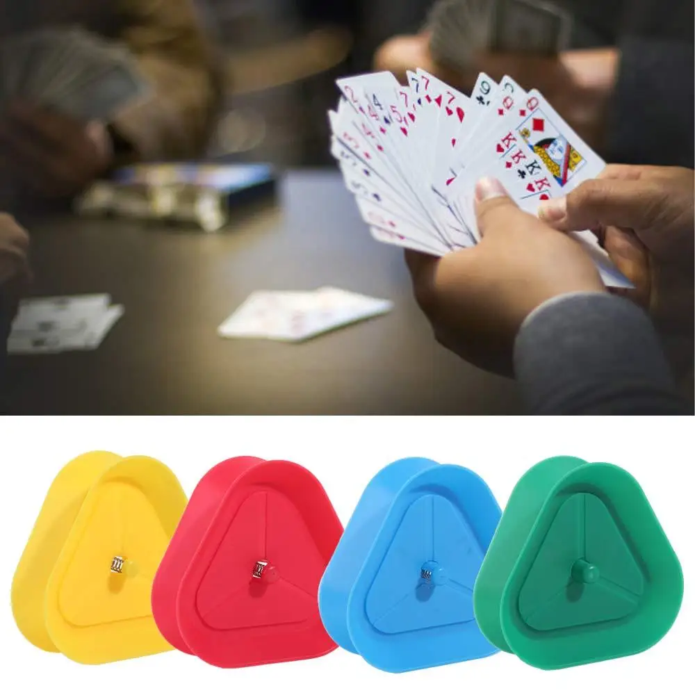 4 pçs/set triângulo em forma de titular do cartão triangular primavera-carregada mãos-livres preguiçoso pessoa poker assento plástico 4 pçs/set