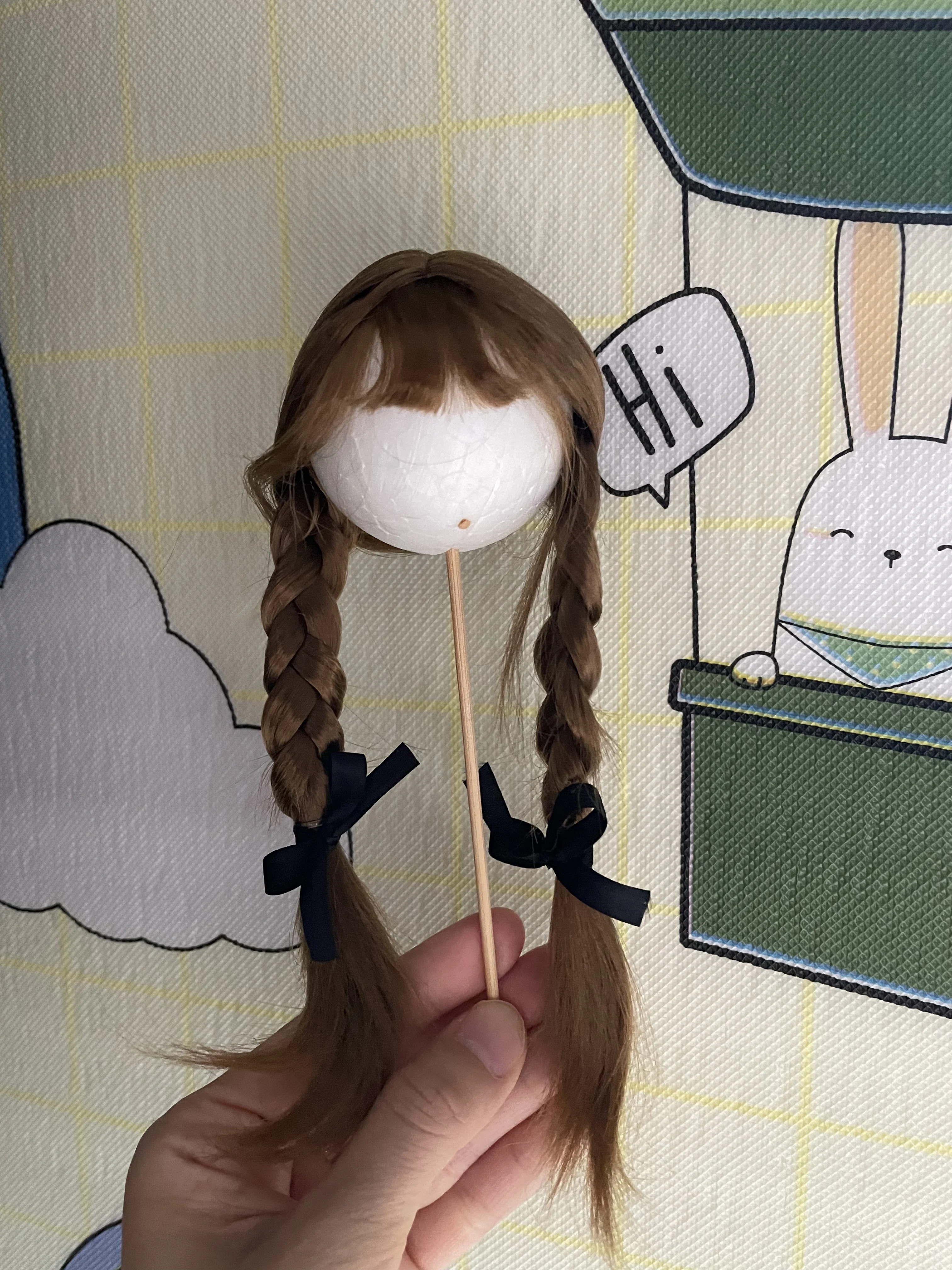 Hard Shell Wig 1/6 BJD Doll Hair, High-Temperature Silk Double Braids Hair Free Shipping
