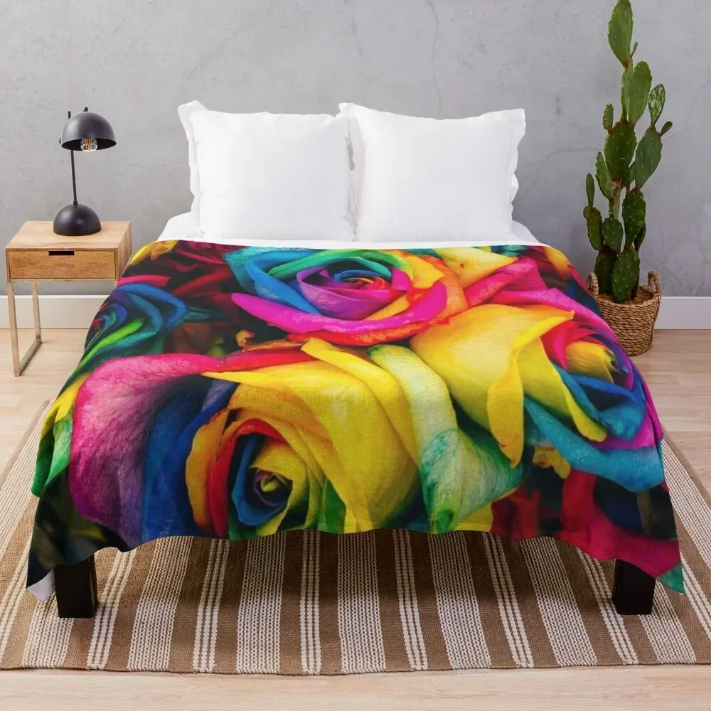 

Rainbow Roses Bouquet Throw Blanket Extra Large Throw Hair Luxury St Blankets