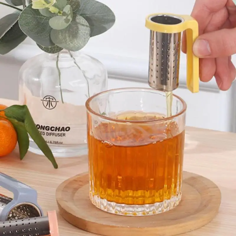 Creative Stainless Steel Clip Hanging On Cup Tea Strainer Cup Clamp Tea Infuser With Handle Fine Filter For Home Office Daily view 6