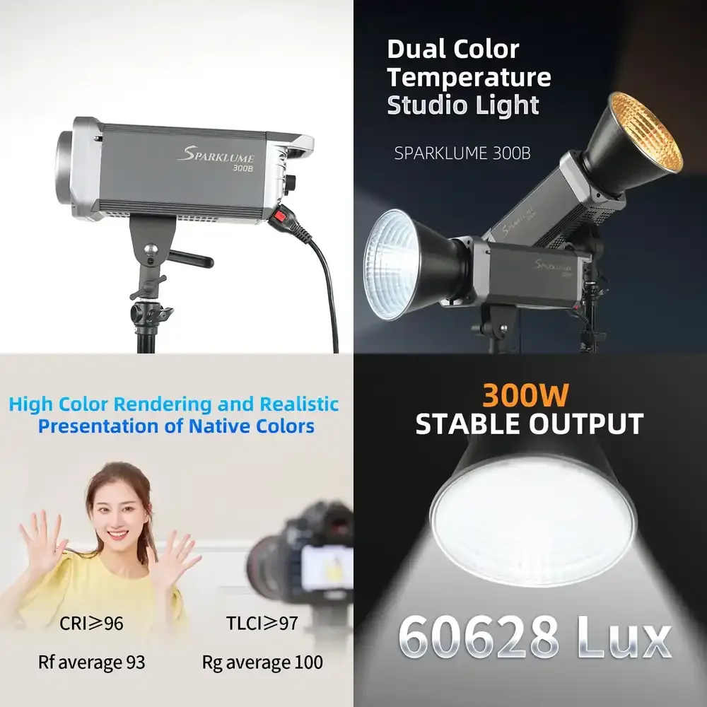 

Светодиодный прожектор SPARKLUME 300B Bi-Color с максимальной мощностью 300 Вт для видеоблогинга и прямых трансляций