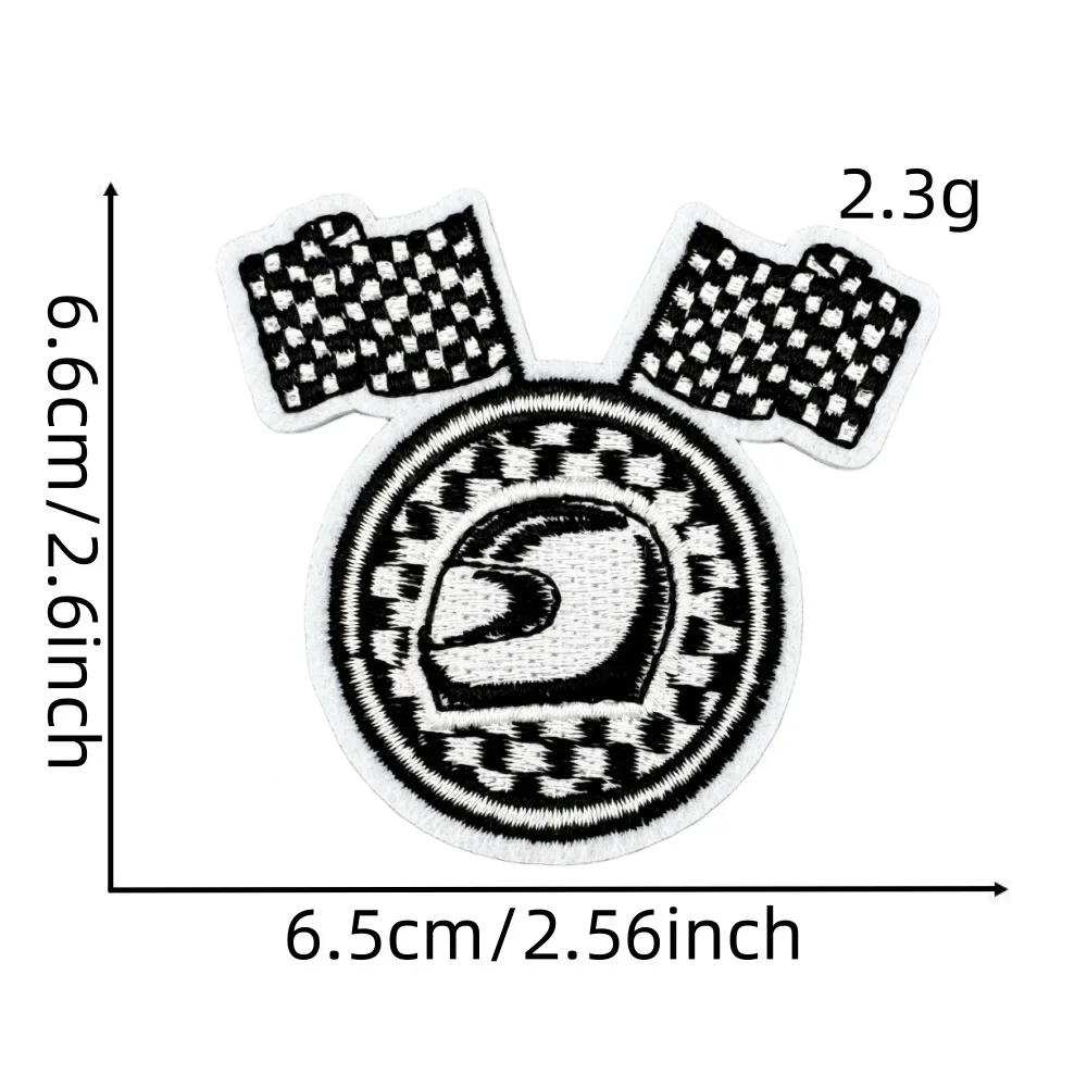 Racing Themed Embroidery Iron on Patches for Clothing Signal Flag Applique Race Champion Badge Racing Club Logo Thermo Stickers