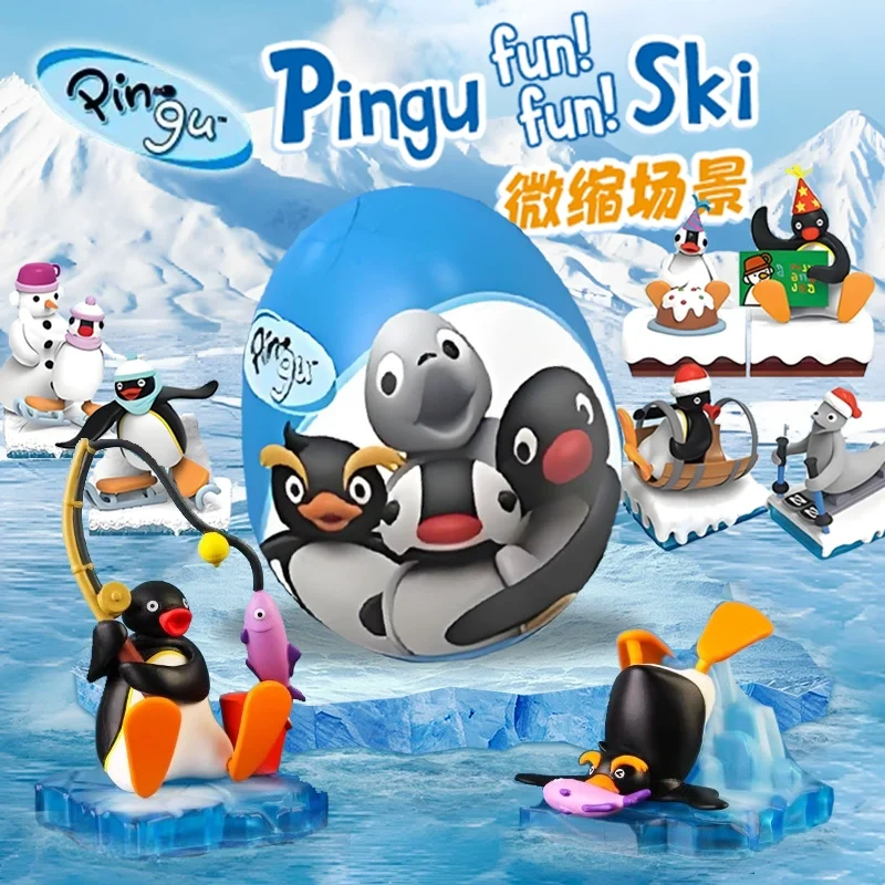 Lindo personaje de Anime Pingu, caja ciega de la serie del pequeño pingüino glotón, juguetes de moda, adorno, caja misteriosa, regalos periféricos sorpresa