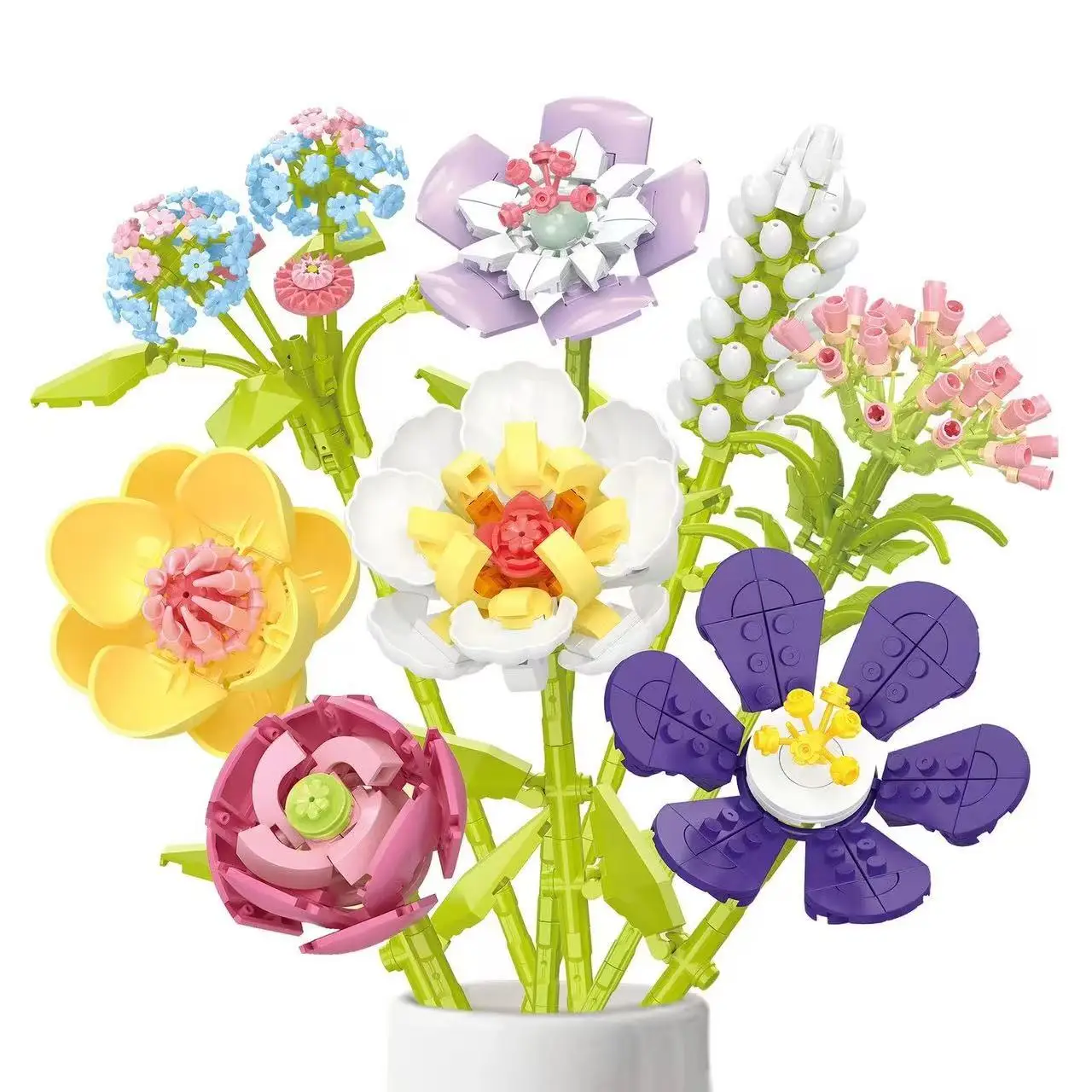 13 Styles Flower Building Blocks Rose Building Block Valentine's Lavender Peach Lily Of The Valley Tulip Brick DIY Home Ornament