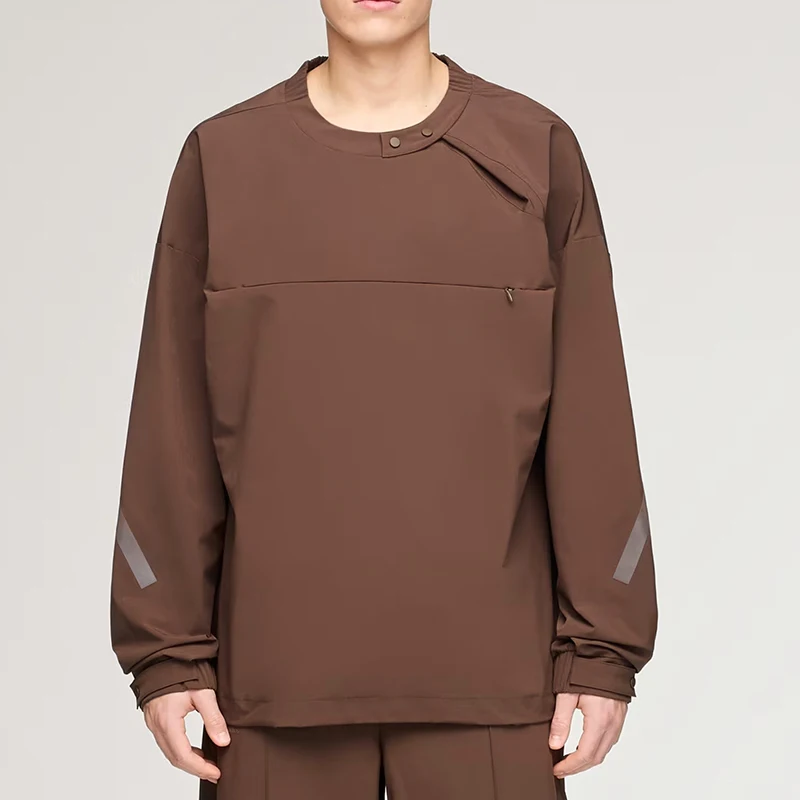 Adidas genuine men's brown half zipper loose daily casual sweatshirt KD3494