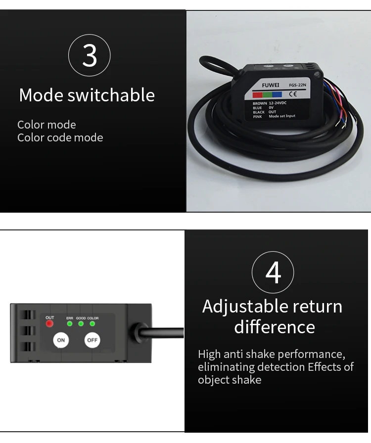 Imagem -05 - Fuwei-sensor Cromático Rgb Interruptor Fotoelétrico Correção Cromática