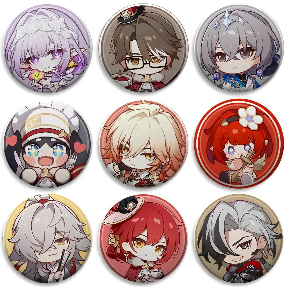 لعبة هونكاي إمباكت شارات لطيفة مستديرة رائعة شارة دبابيس دبابيس إبداعية للملابس قبعة ظهره إكسسوارات الهدايا