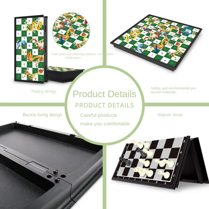 المغناطيسي الأفعى سلم الشطرنج طوي الشطرنج مجلس المحمولة الوالدين الطفل الجدول لعبة الأطفال لغز اللعب