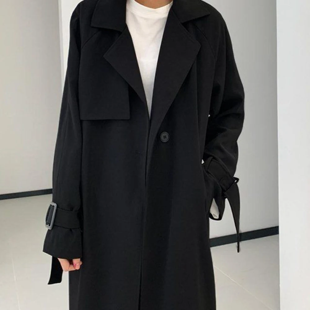XS-5XL New Winter Style Unisex Long Trench Coat American Retro Fashion Trendy High Street Casual Loose Simple Neutral Top