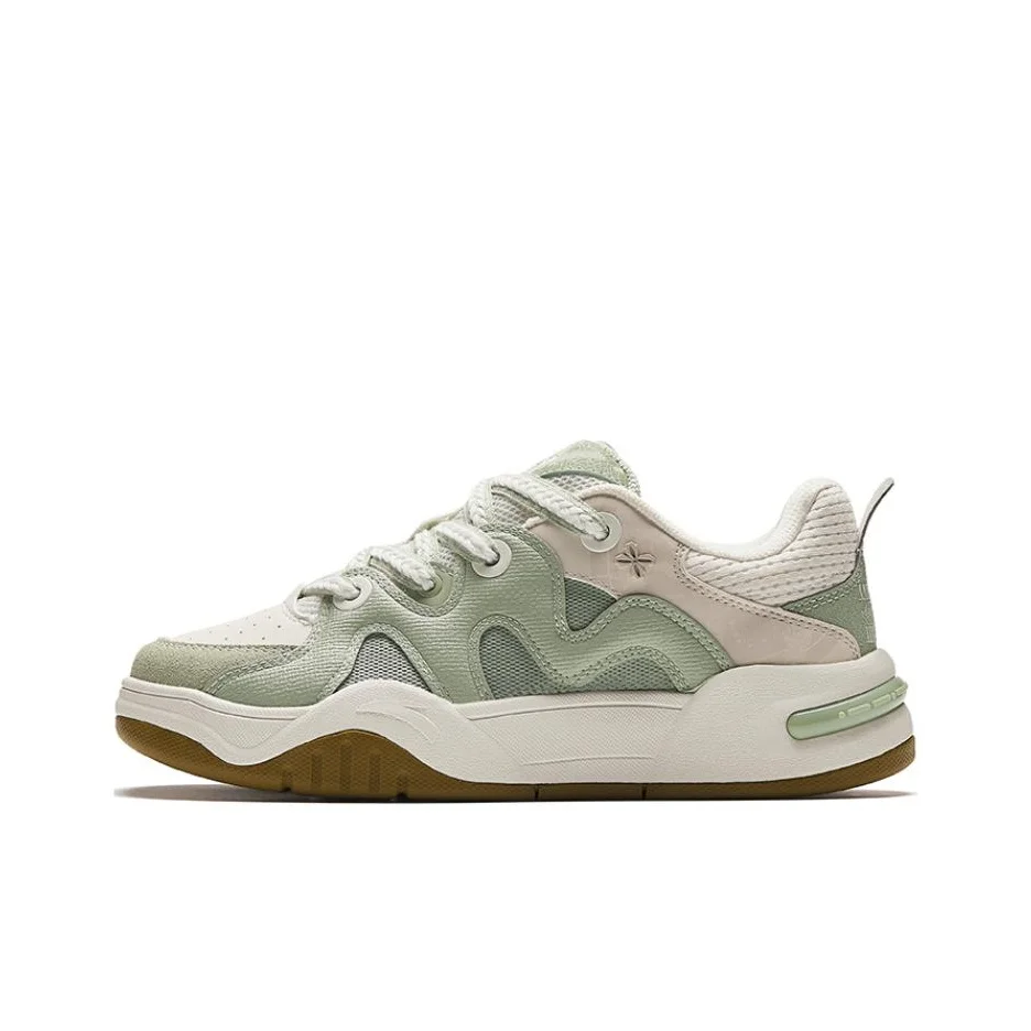 Anta Comfortable Slip Resistant, Abrasion Resistant, Lightweight Low top Skateboard Shoes Women's White Green 122428061-4
