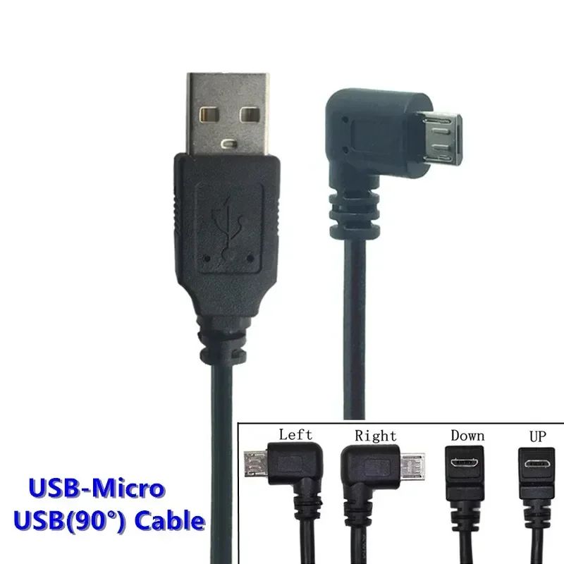 Micro USB Data Cable 90 Degrees UP Down Left Right Angle Android System Mobile Phone Charging Cable Micro USB Wire