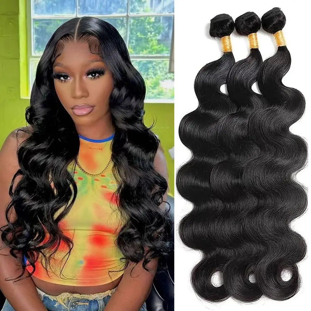 

16A Объемные волны, бразильские пучки волос, 3/4 шт., пучки человеческих волос, натуральные/черные, 14-34 дюйма, наращивание волос Remy