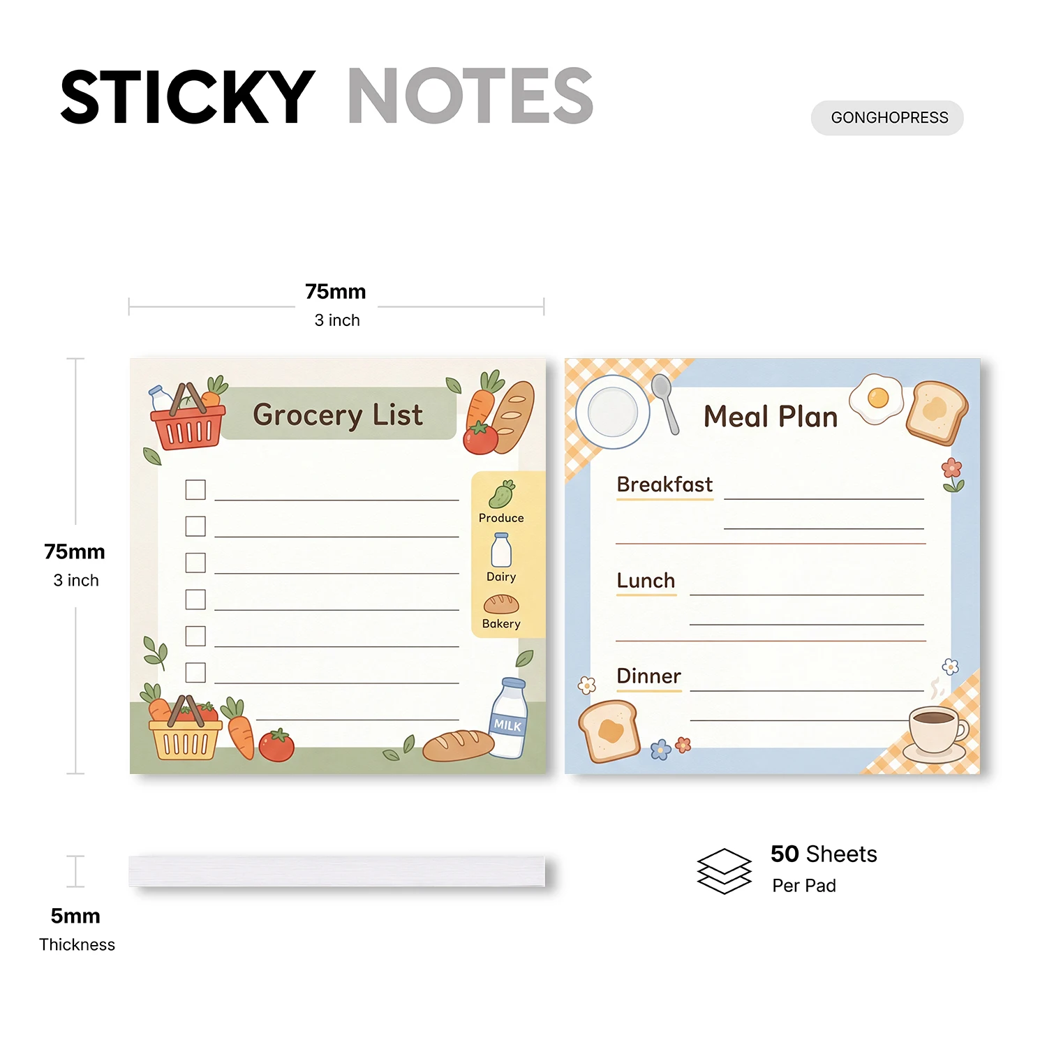 2 unidades de Notas Adesivas p - Meal Plan Notepad avaliação e preço