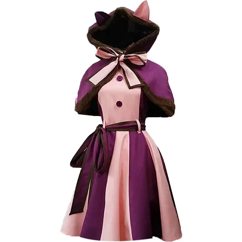 Cheshire Cat Cosplay Costume Cute Hooded Dress Women's Halloween Christmas Shawl Costume Wonderland Fairy Tale Character