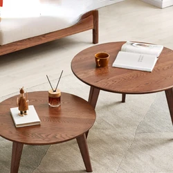 End Side Round Corners Coffee Table Modern Circle Solid Wood Round Coffee Table Living Room Flush Tavolo Soggiorno Desk SY50CT